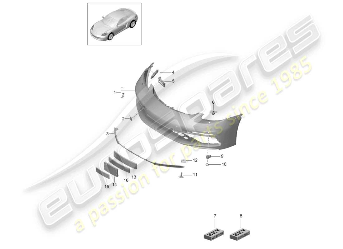 porsche 2023 (718 cayman) stoßfänger vorne sport design paket und gts teilediagramm