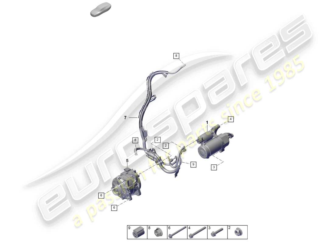 porsche 2025 (cayenne e3 pa) teilediagramm für anlasser-lichtmaschine