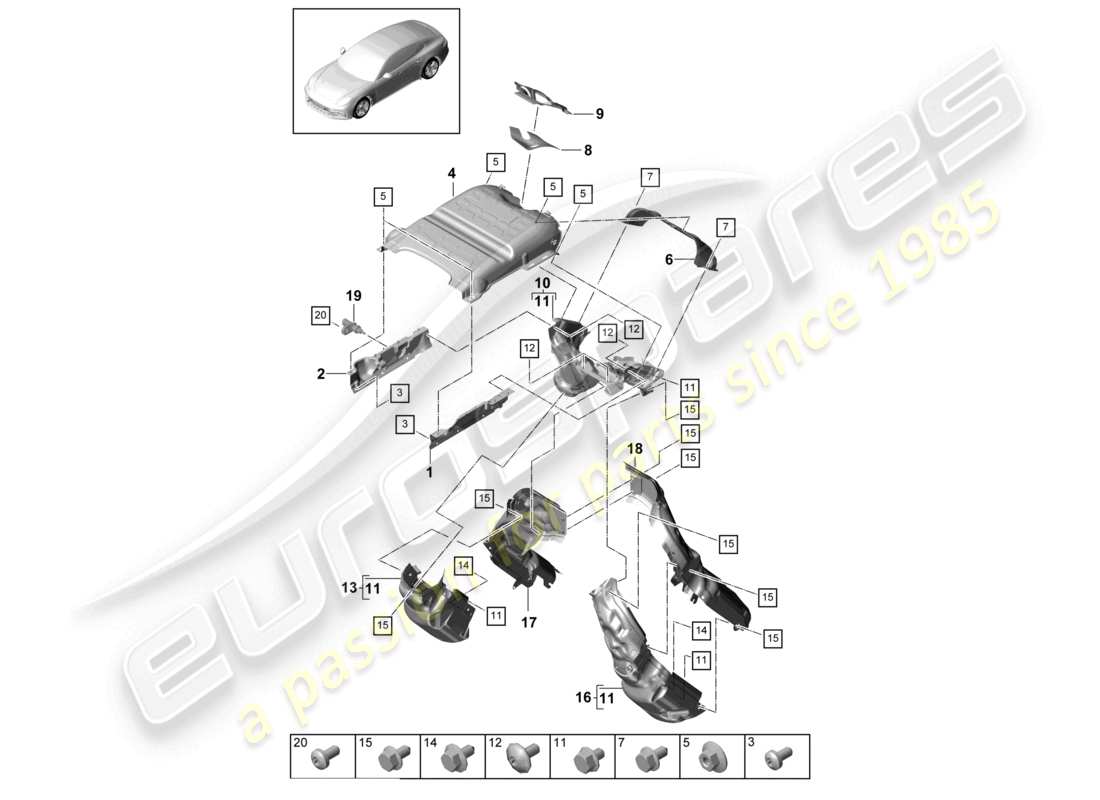 porsche 2021 (panamera 971-1) abgasanlage wärmedämmung luftführungskanal fa.thermamax tmx m >>cvd 002 300 ersatzteilzeichnung