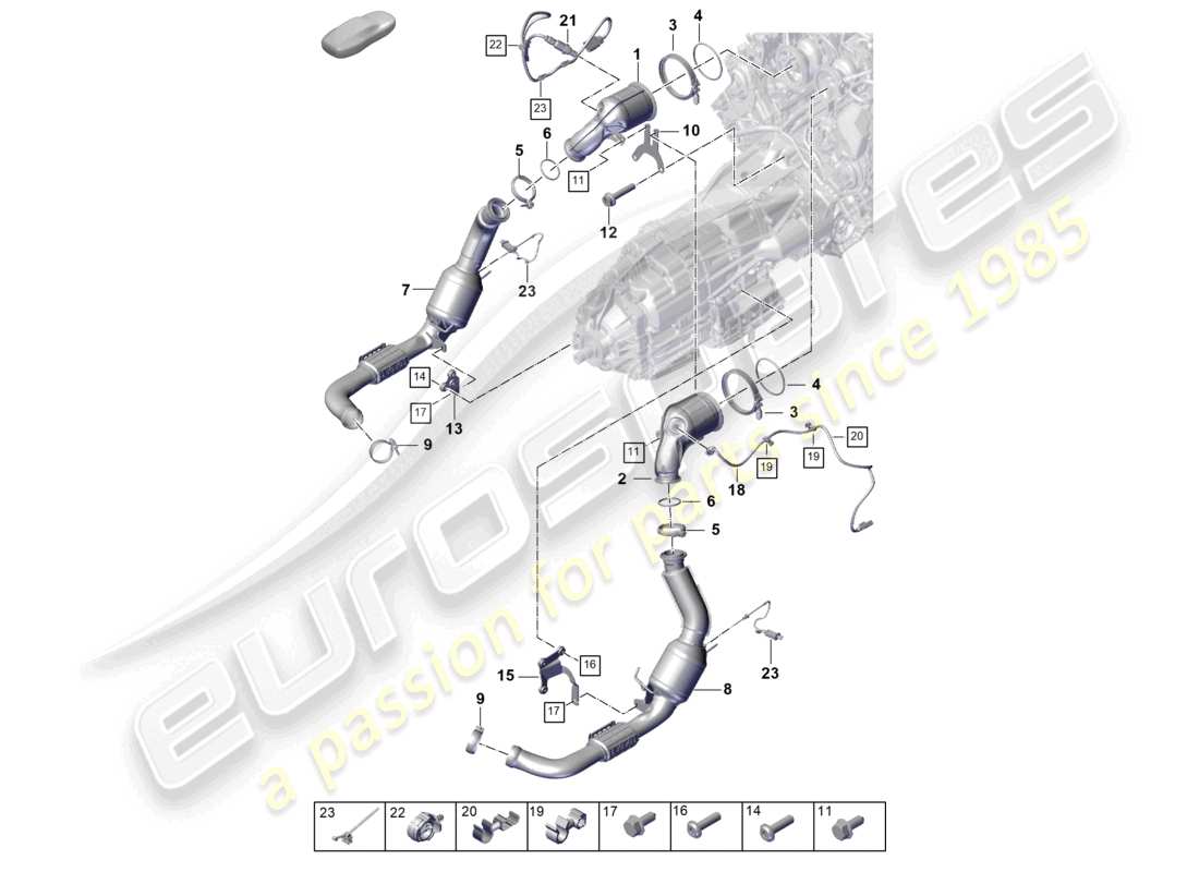 porsche 2025 (panamera 976) abgasanlage katalysator ottopartikelfilter lambdasonde teilediagramm