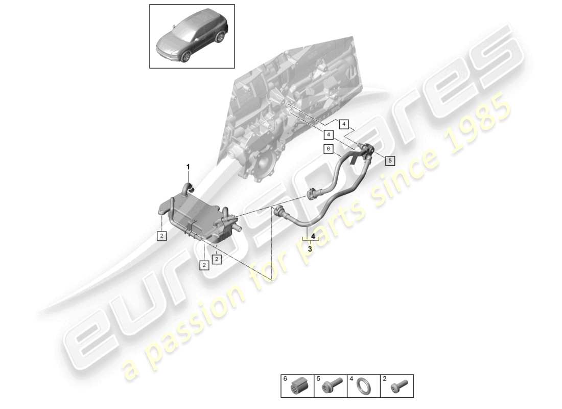 porsche 2023 (cayenne e3 9ya/9yb) 8-speed automatikgetriebe für allradantrieb getriebeölkühler ölleitung teilediagramm
