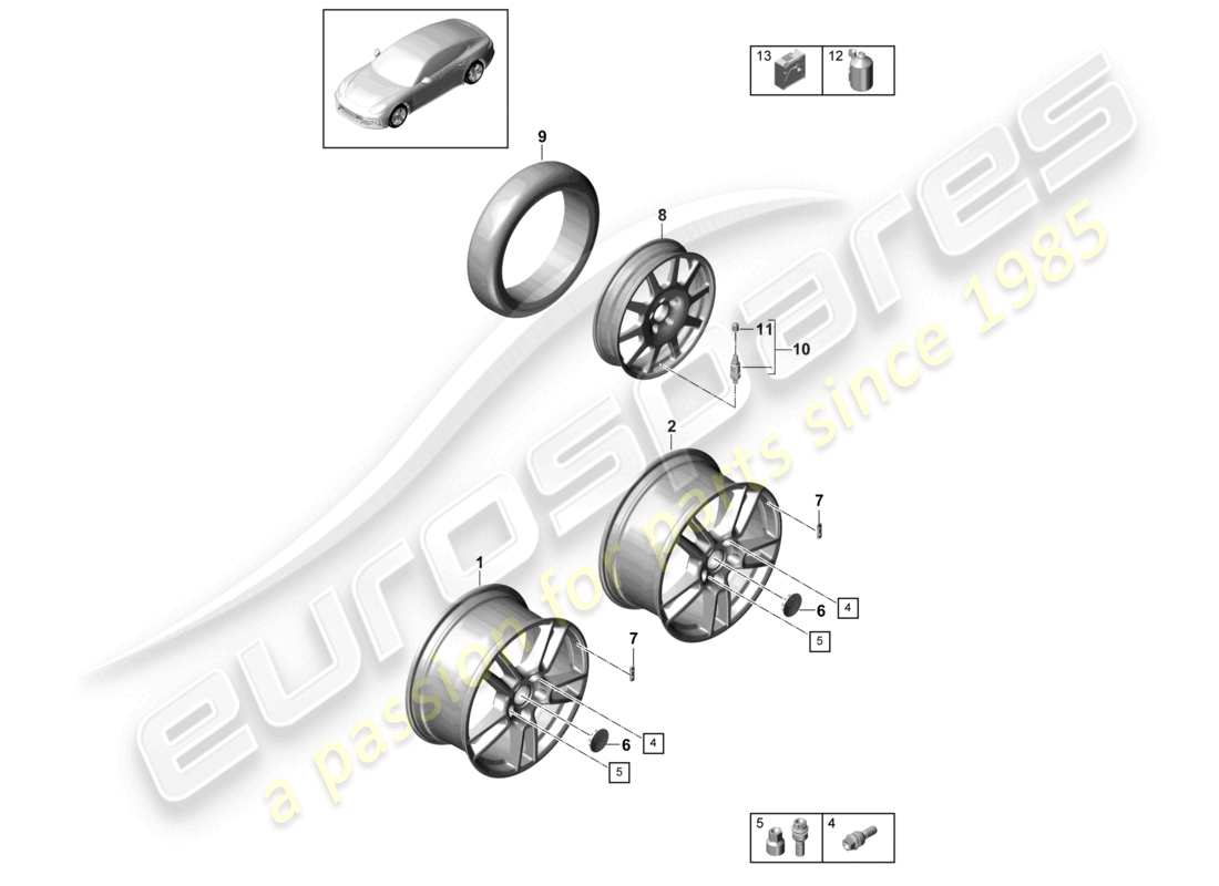 porsche 2021 (panamera 971-1) leichtmetallfelgen-ersatzteildiagramm
