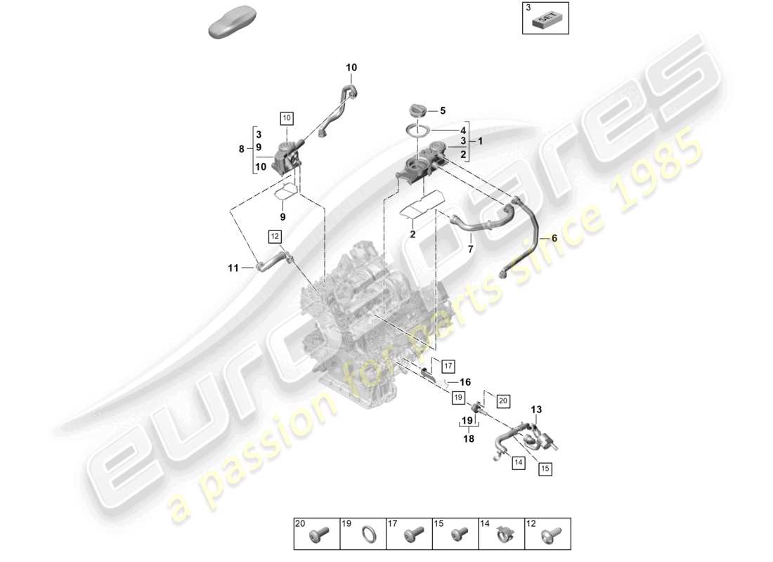 porsche 2024 (panamera 971-2) entlüftung für zylinderblock-ölabscheider teilediagramm