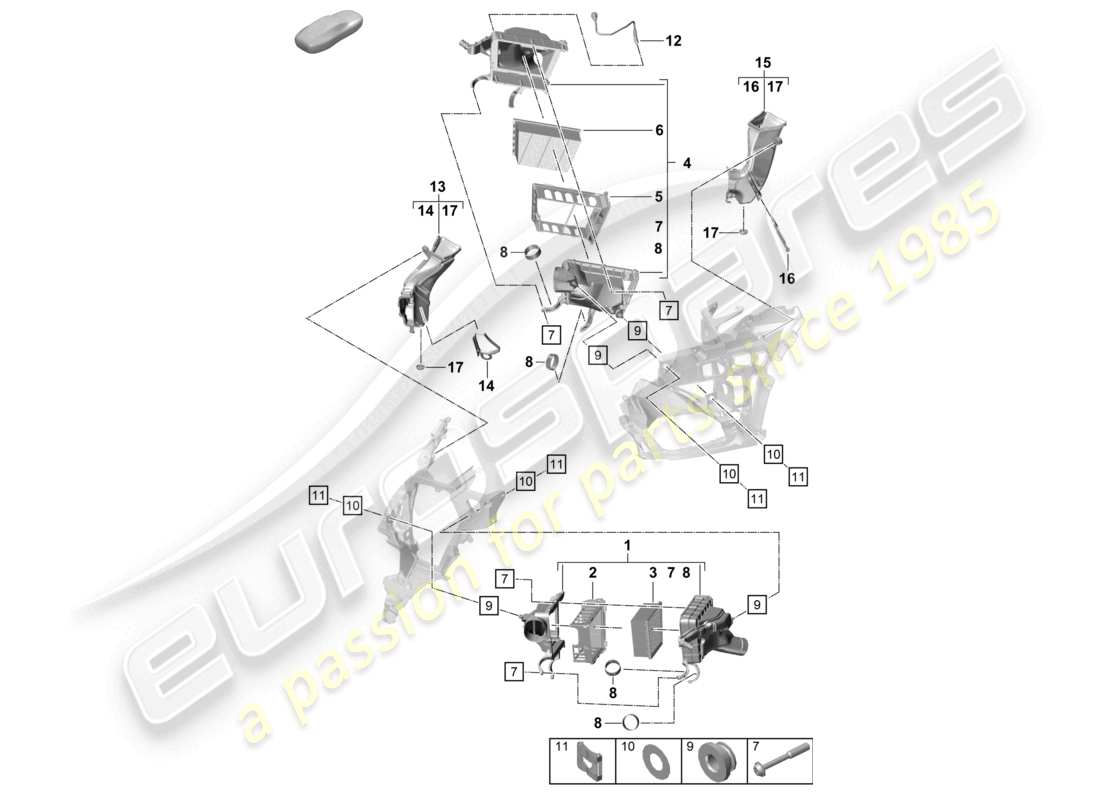 porsche 2024 (992-2 turbo / s) luftfilter teilediagramm