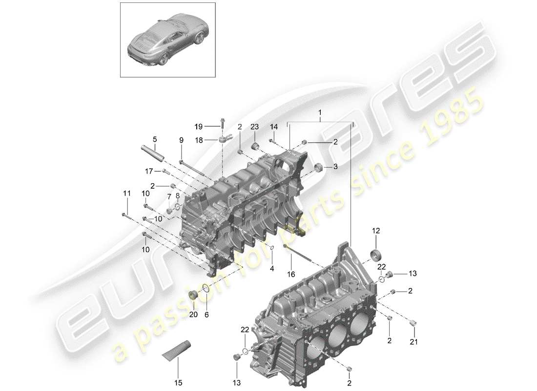 porsche 2018 (991-2 turbo) kurbelgehäuse-teilediagramm