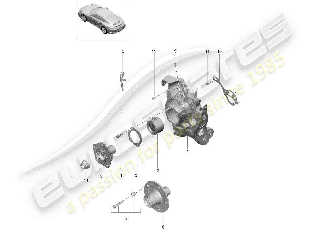 porsche 2018 (991-2 turbo) hinterachse teilediagramm