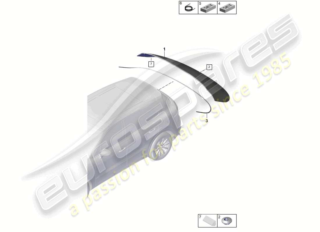 porsche 2022 (cayenne e3 9ya/9yb) heckscheibe teilediagramm