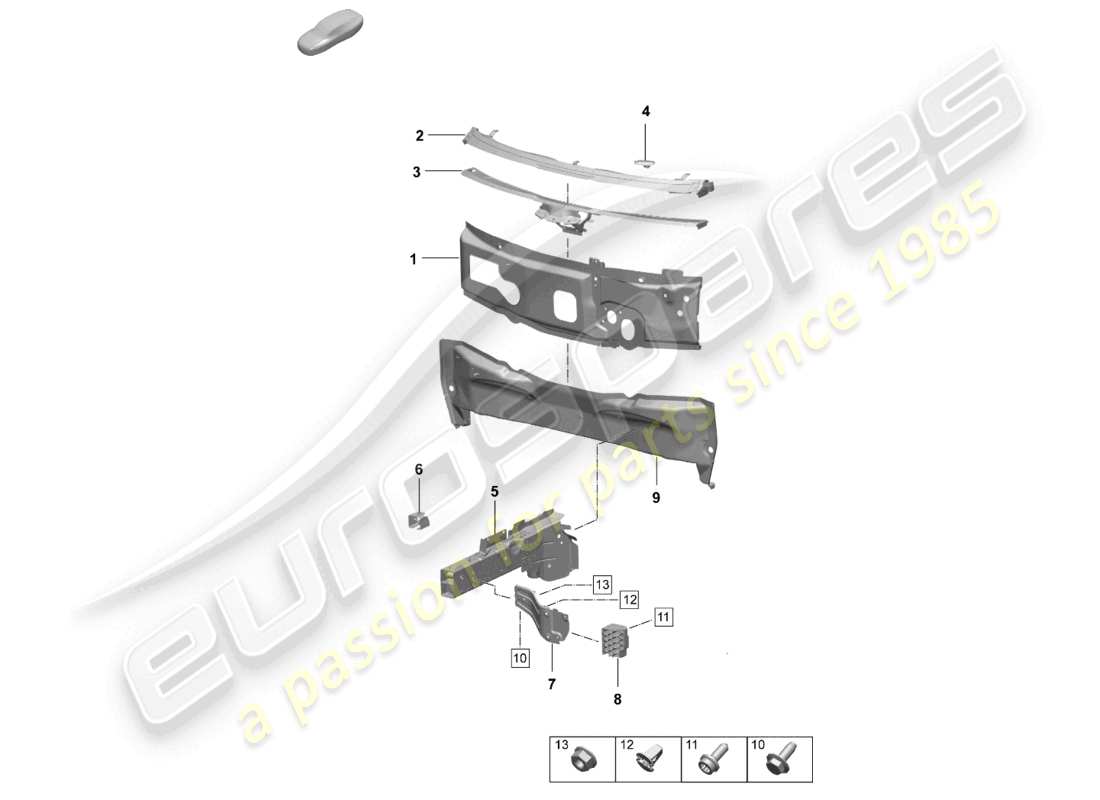 porsche 2025 (macan-e) frontend längsträger firewall teilediagramm