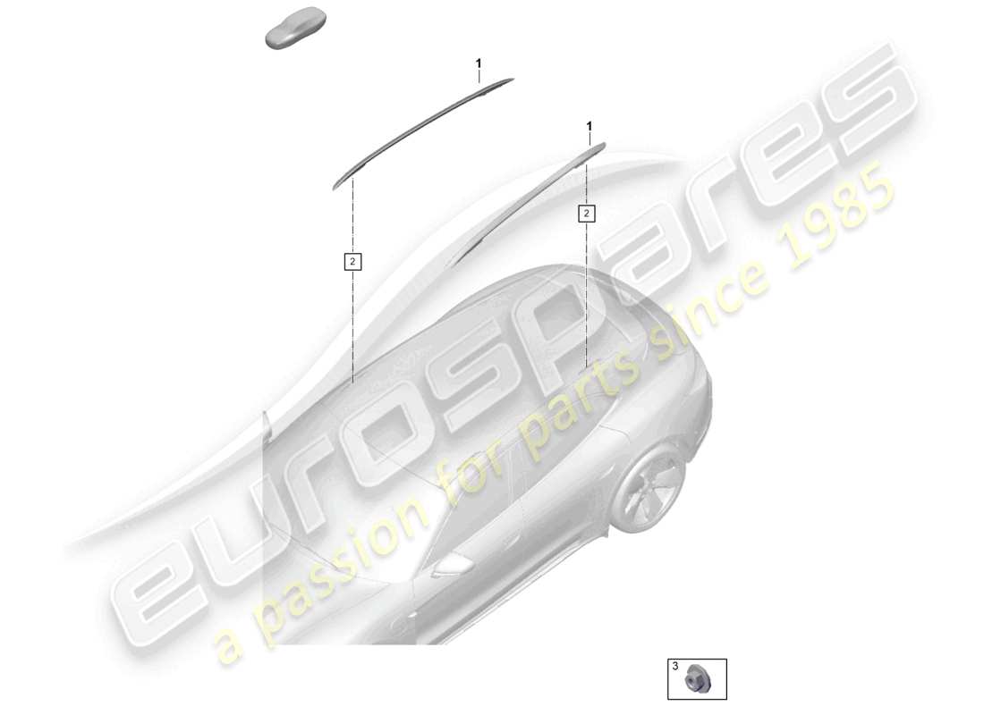 porsche 2021 (taycan 9j1-1) dachreling ersatzteildiagramm