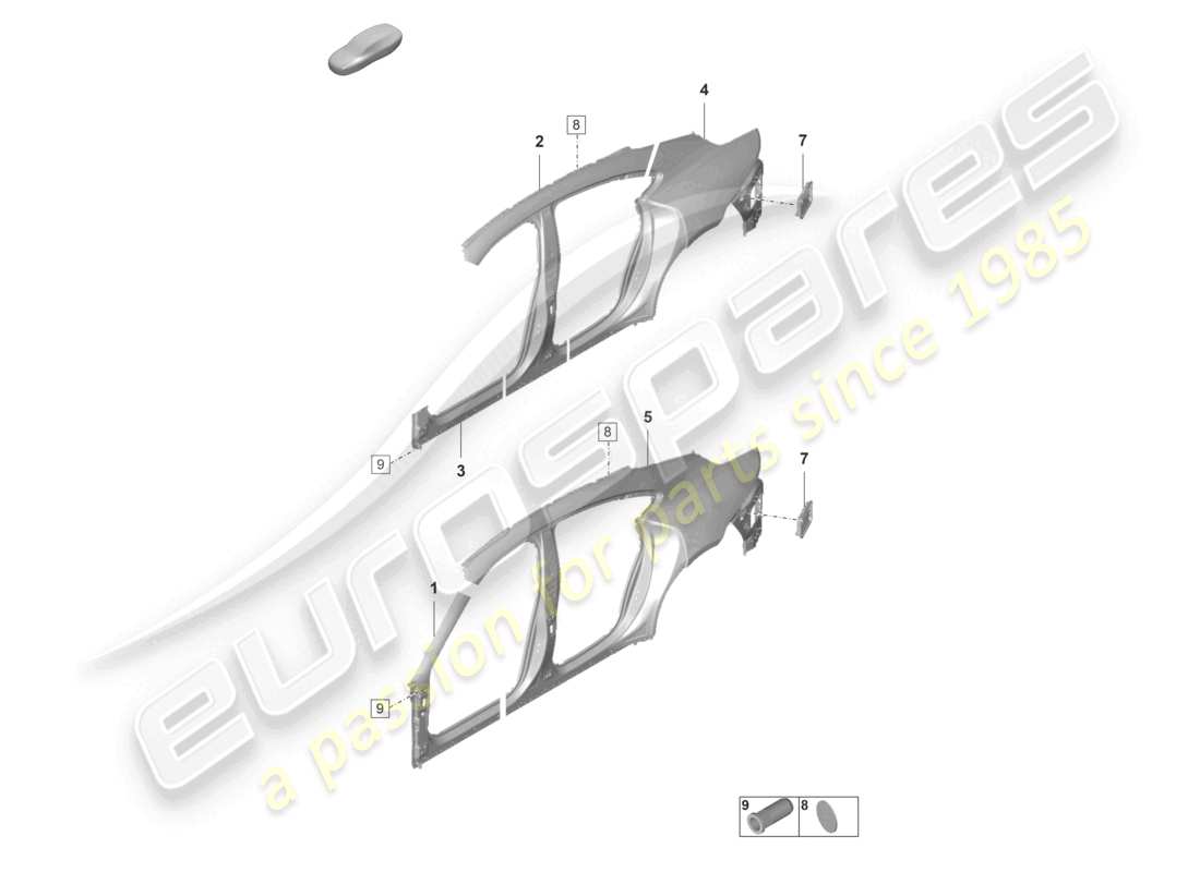 porsche 2021 (taycan 9j1-1) schnittteil - seitenteil teilbild