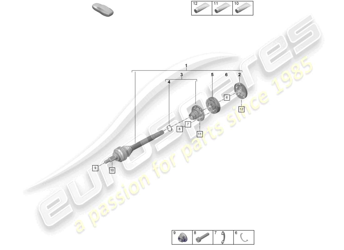 porsche 2024 (992-2 turbo / s) antriebswelle teilediagramm