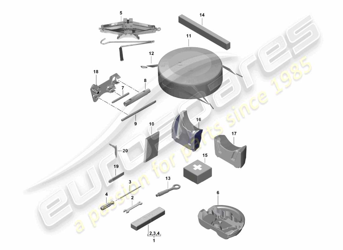 porsche 2021 (718 boxster spyder) werkzeugheber-ersatzteildiagramm