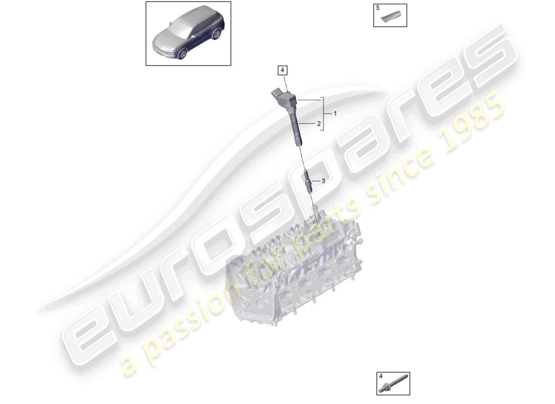 porsche 2022 (cayenne e3 9ya/9yb) zylinderkopf zündspule teilediagramm