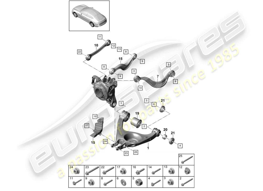 porsche 2021 (panamera 971-1) querlenker hinterachse teilediagramm