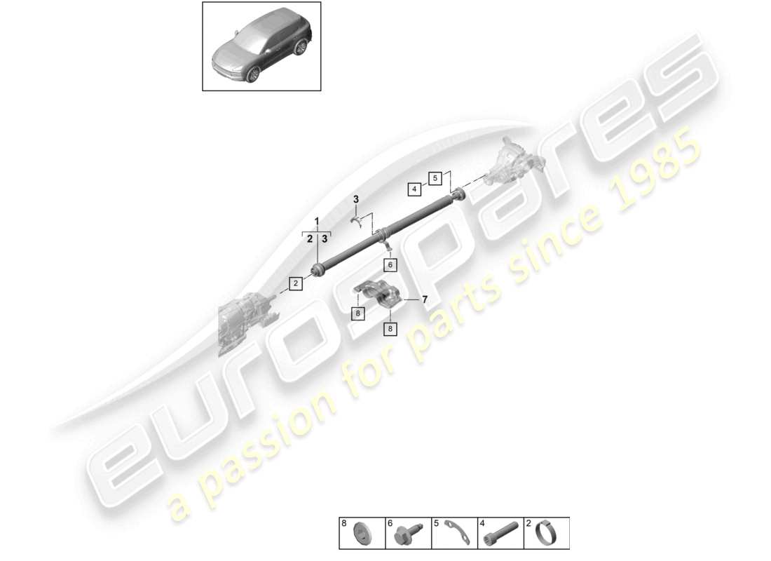 porsche 2022 (cayenne e3 9ya/9yb) kardanwelle teilediagramm