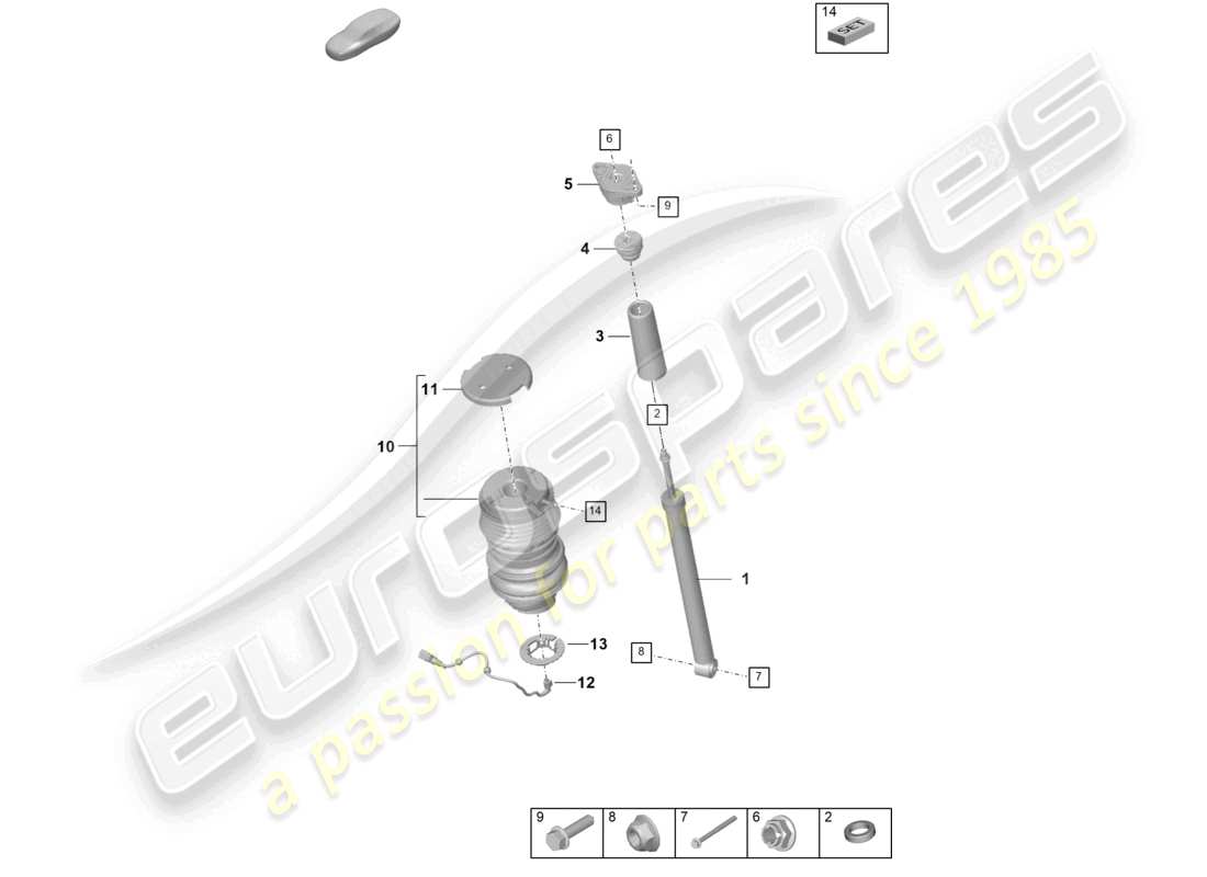 porsche 2022 (taycan 9j1-1) gasdruckfeder teilediagramm