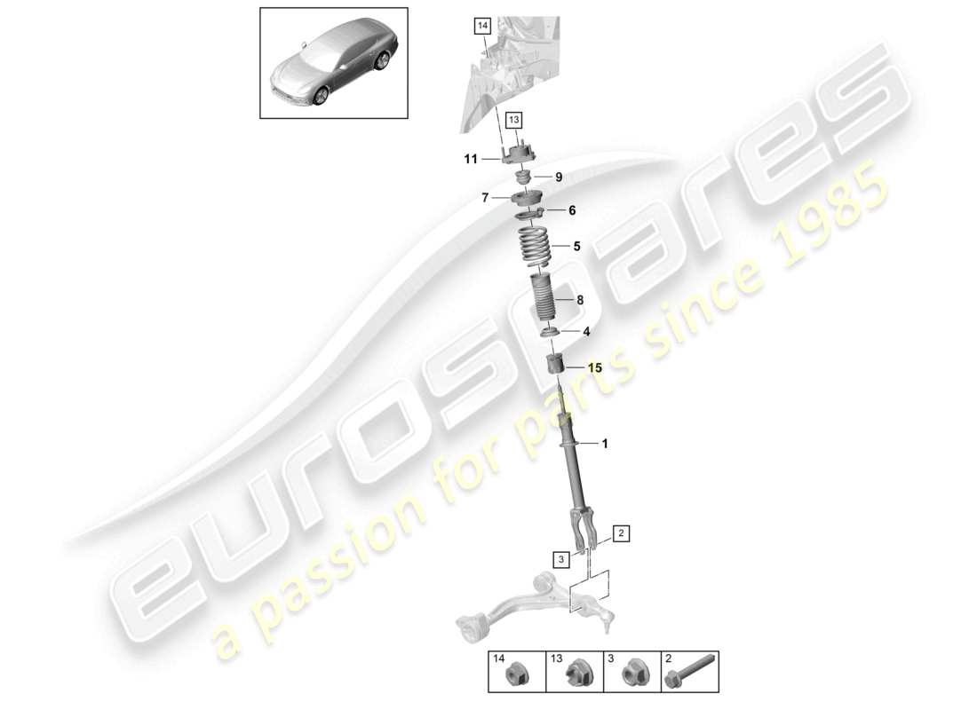 porsche 2021 (panamera 971-1) aufhängung stoßdämpfer teilediagramm