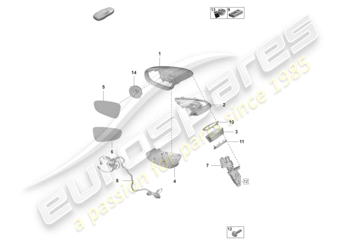 porsche 2023 (992-1 gt3/rs/st) aussenspiegel ersatzteildiagramm