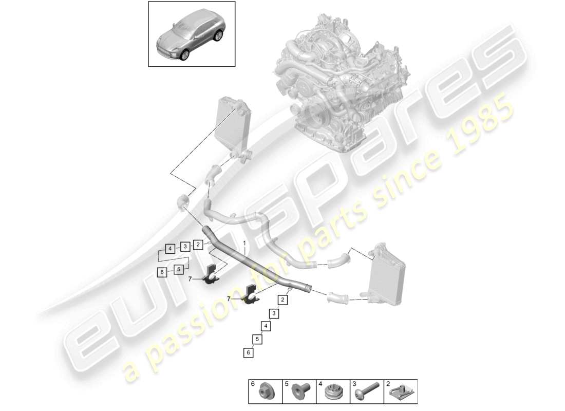 porsche 2024 (macan) ladeluftkühler druckrohr drosselklappenadapter teilediagramm