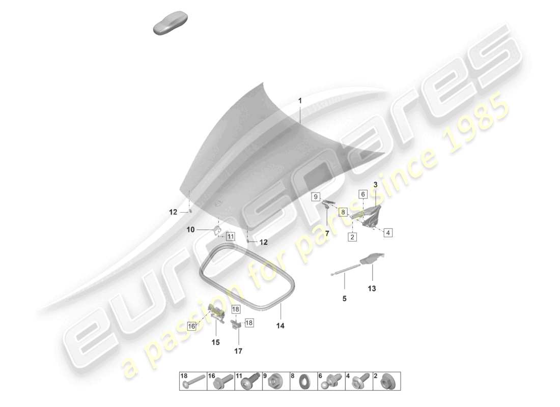porsche 2020 (taycan 9j1-1) abdeckung vorne teilediagramm