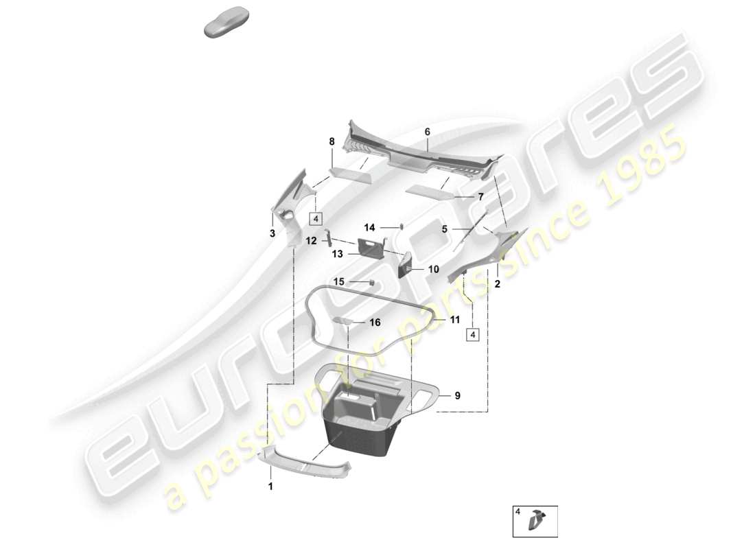 porsche 2025 (macan-e) kofferraumverkleidung - schloss teilediagramm