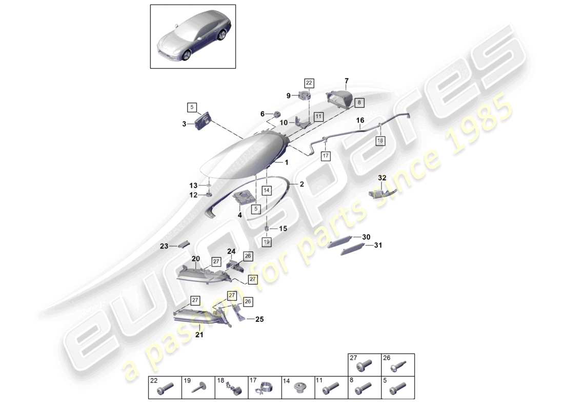 porsche 2021 (panamera 971-1) led-scheinwerfer blinker-repeater nebelscheinwerfer teilediagramm