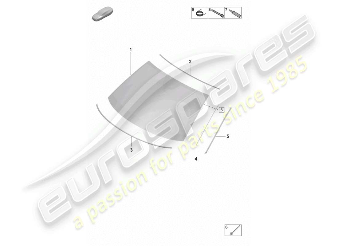 porsche 2023 (panamera 971-2) windschutzscheibe vorne head-up-display teilediagramm