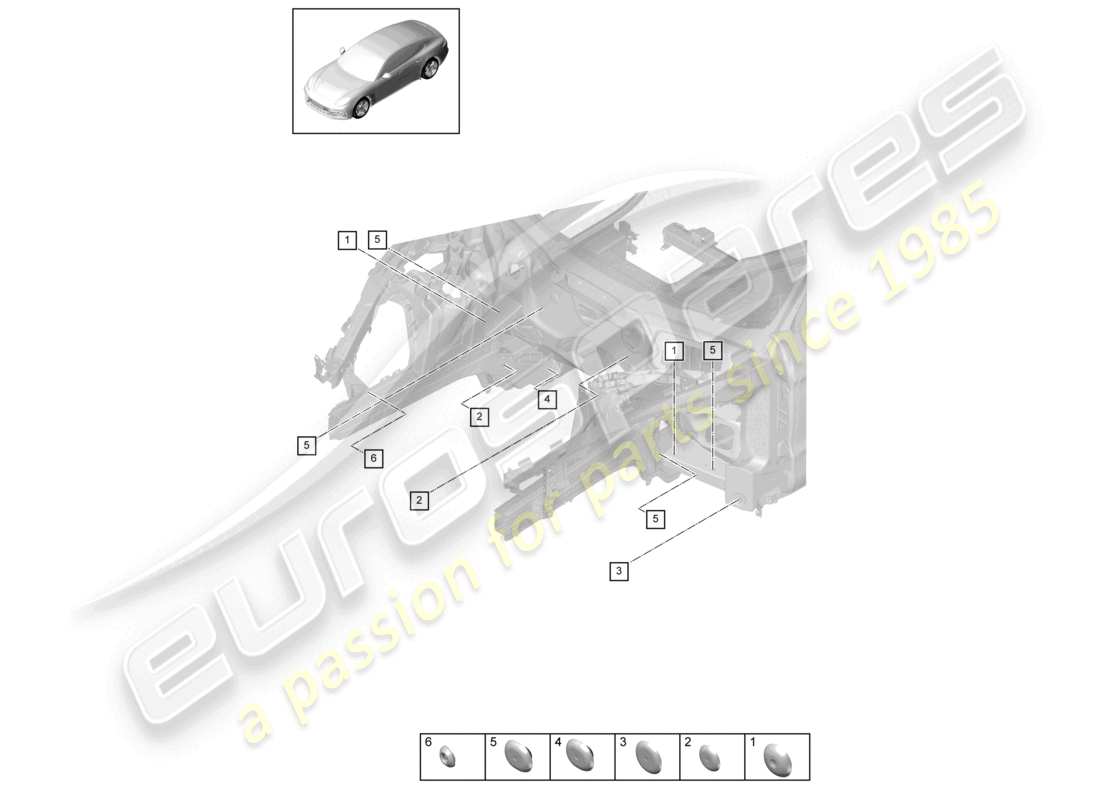 porsche 2021 (panamera 971-1) bungs vorderes ende teilediagramm
