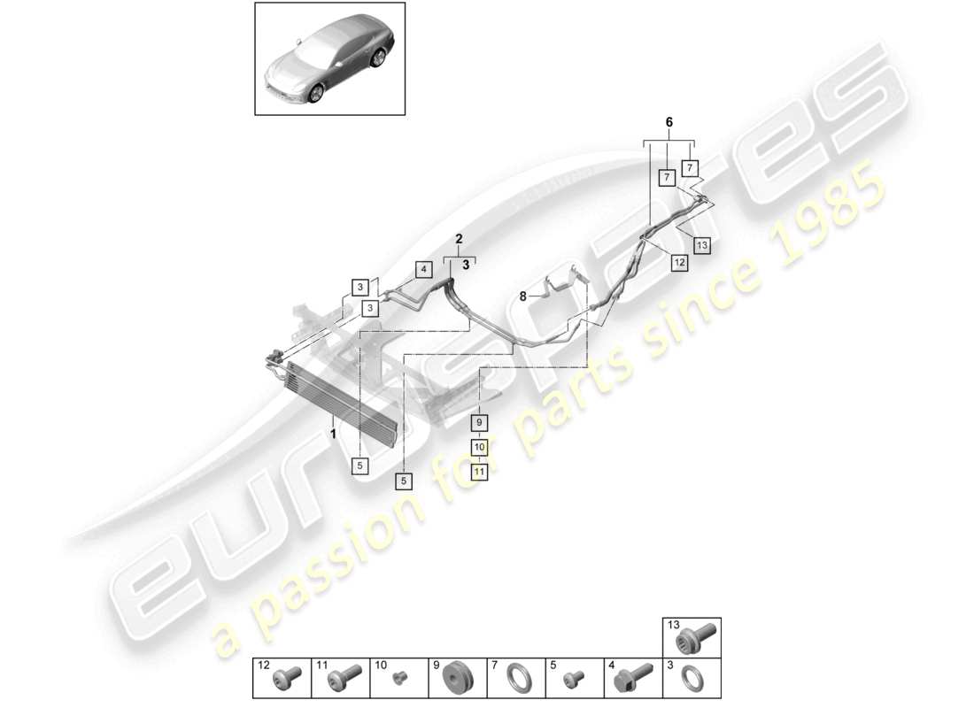 porsche 2021 (panamera 971-1) getriebeölkühler öldruckleitung für getriebeölkühlung - pdk - getriebeteildiagramm
