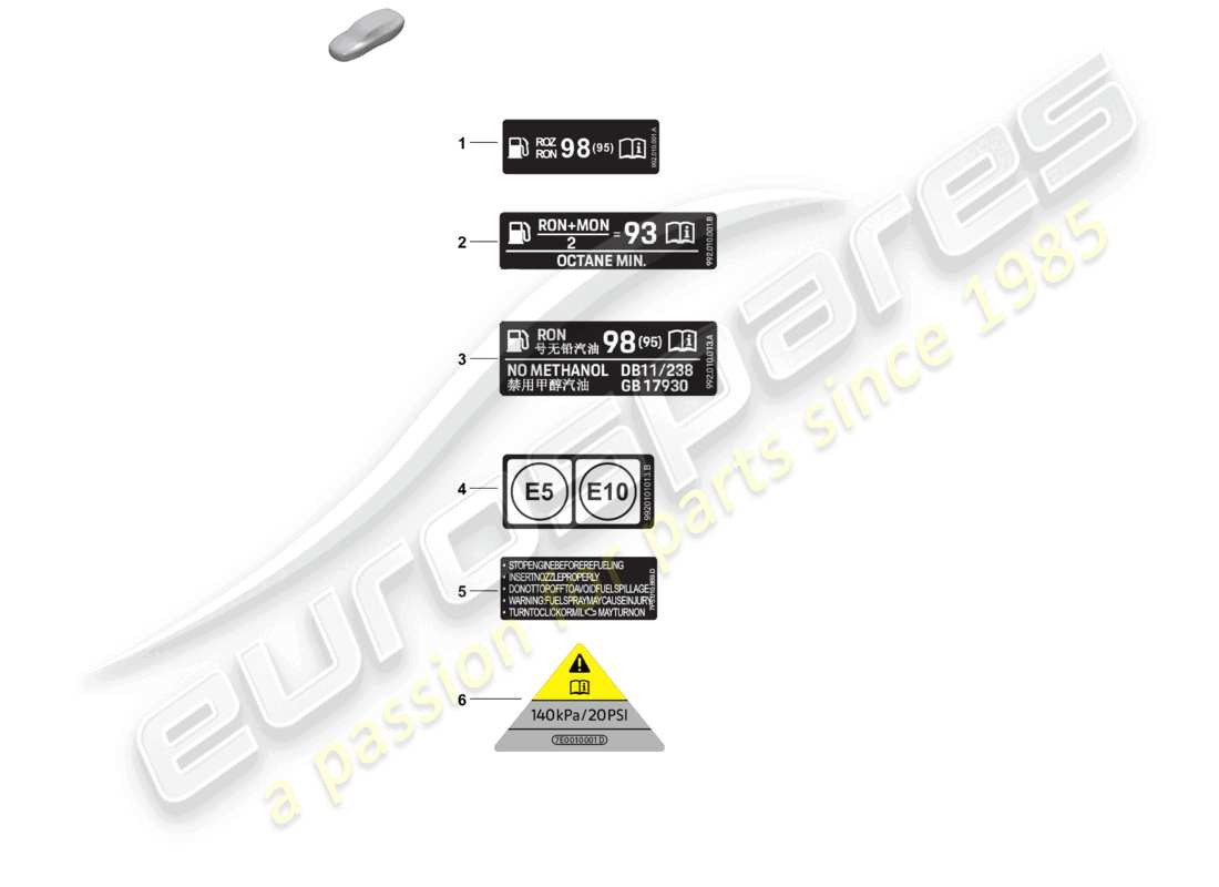 porsche 2026 (992-2 gt3) aufkleber für tankeinfüllstutzen ersatzteildiagramm