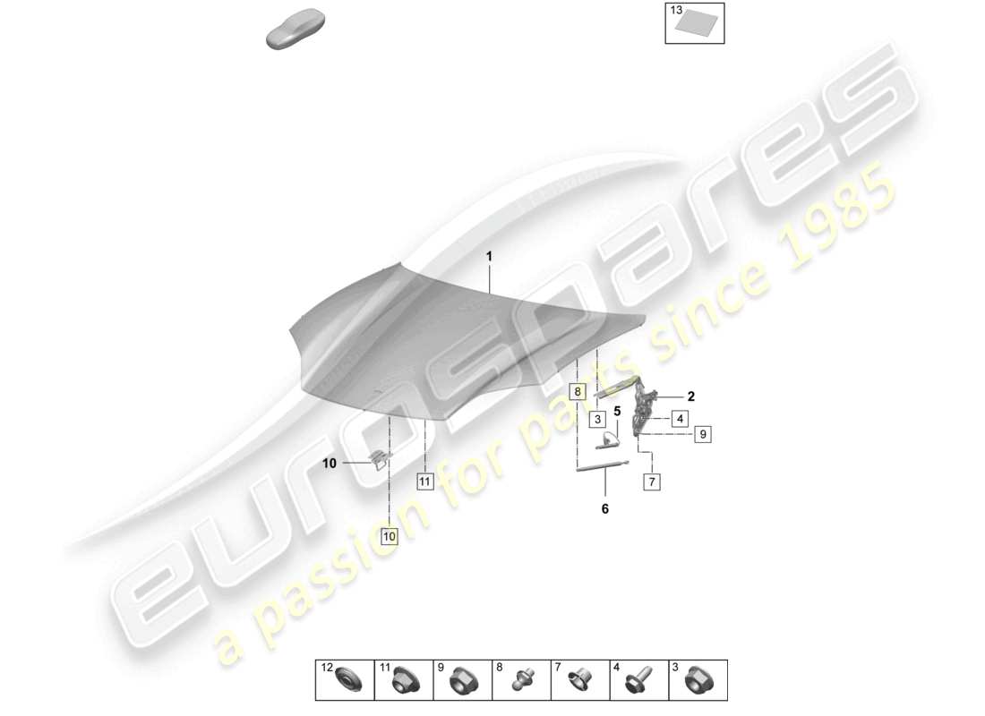 porsche 2025 (macan-e) motorhaube teilediagramm