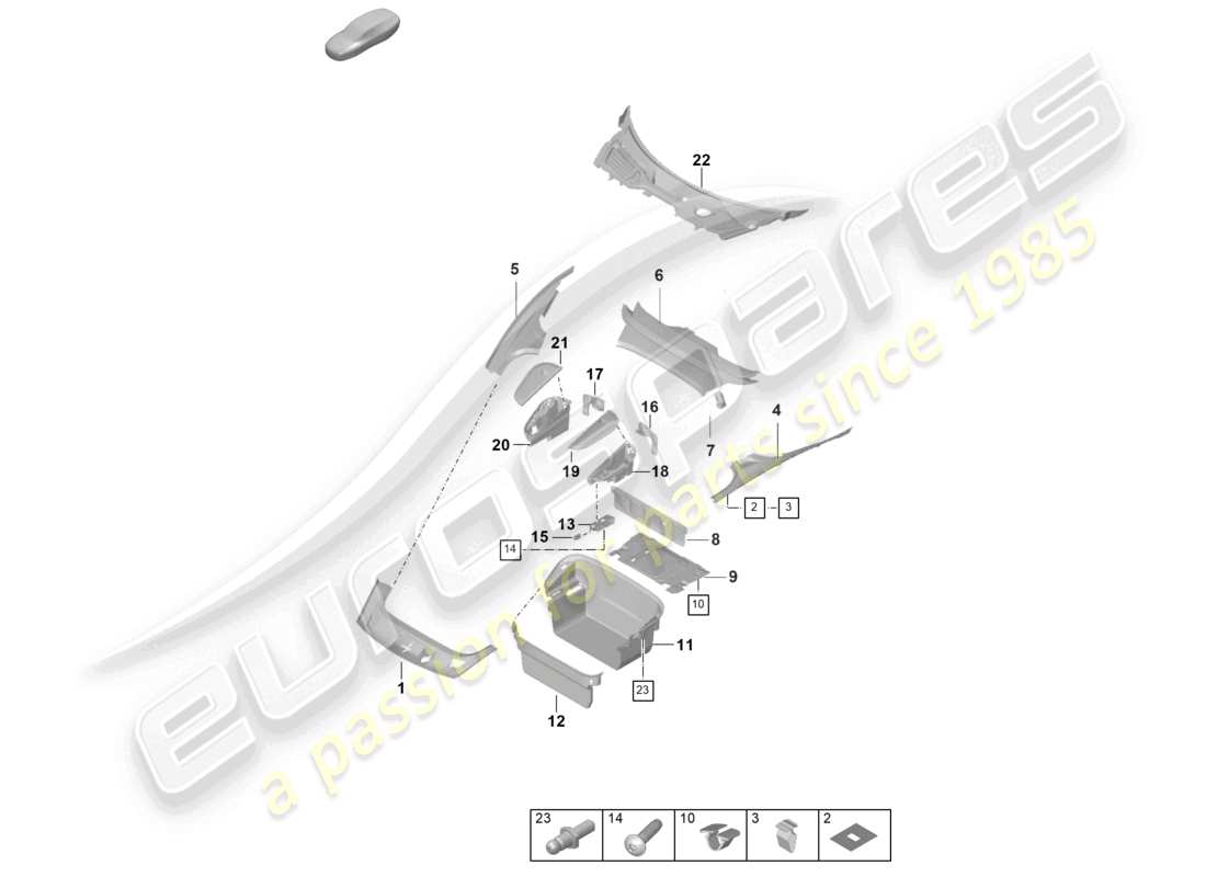 porsche 2020 (taycan 9j1-1) gepäckraumverkleidung ersatzteildiagramm