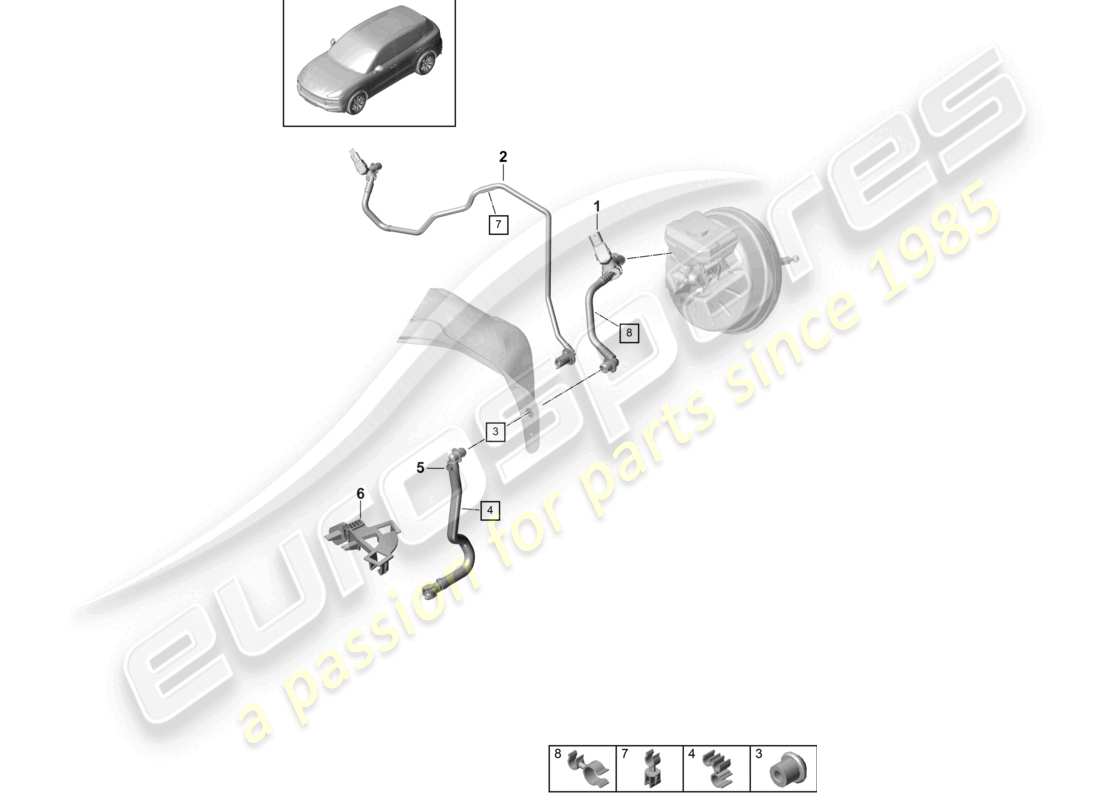 porsche 2022 (cayenne e3 9ya/9yb) vakuumleitung teilediagramm