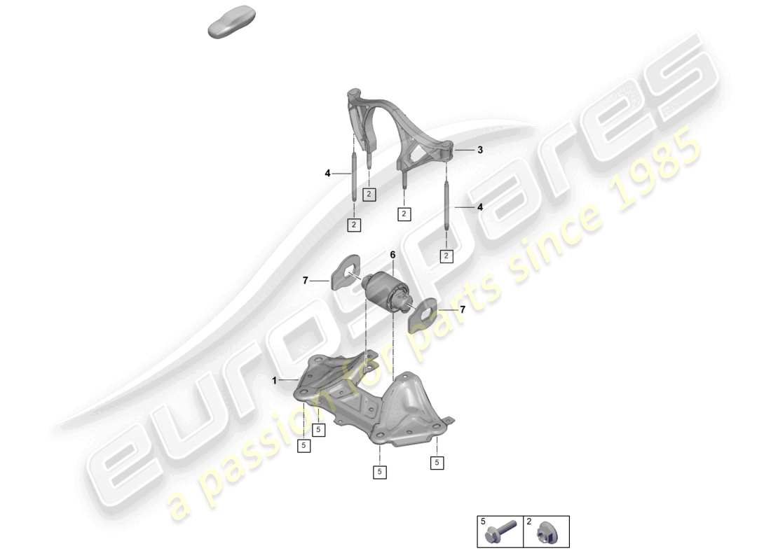 porsche 2021 (992-1 gt3/rs/st) befestigungsteile für motor und getriebe ersatzteilzeichnung