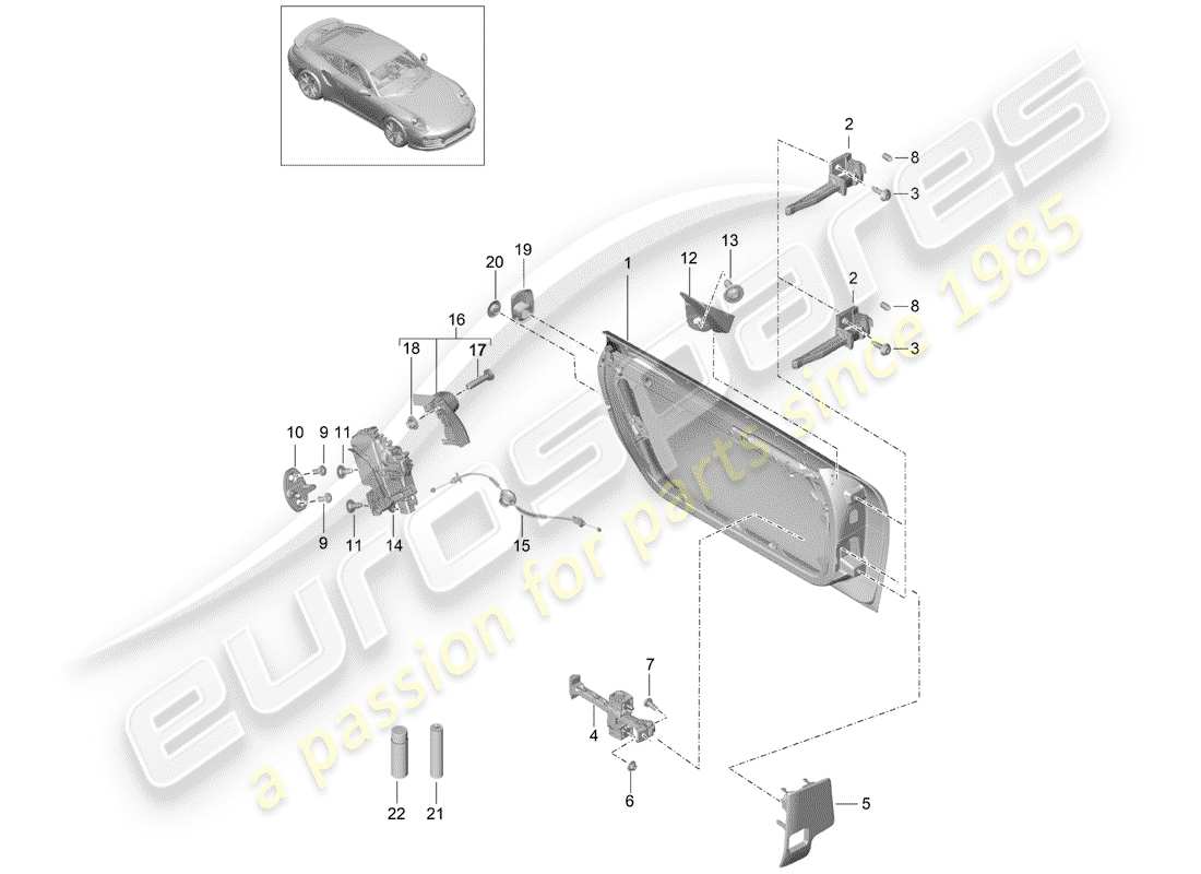 porsche 2018 (991-2 turbo) türschale teilediagramm