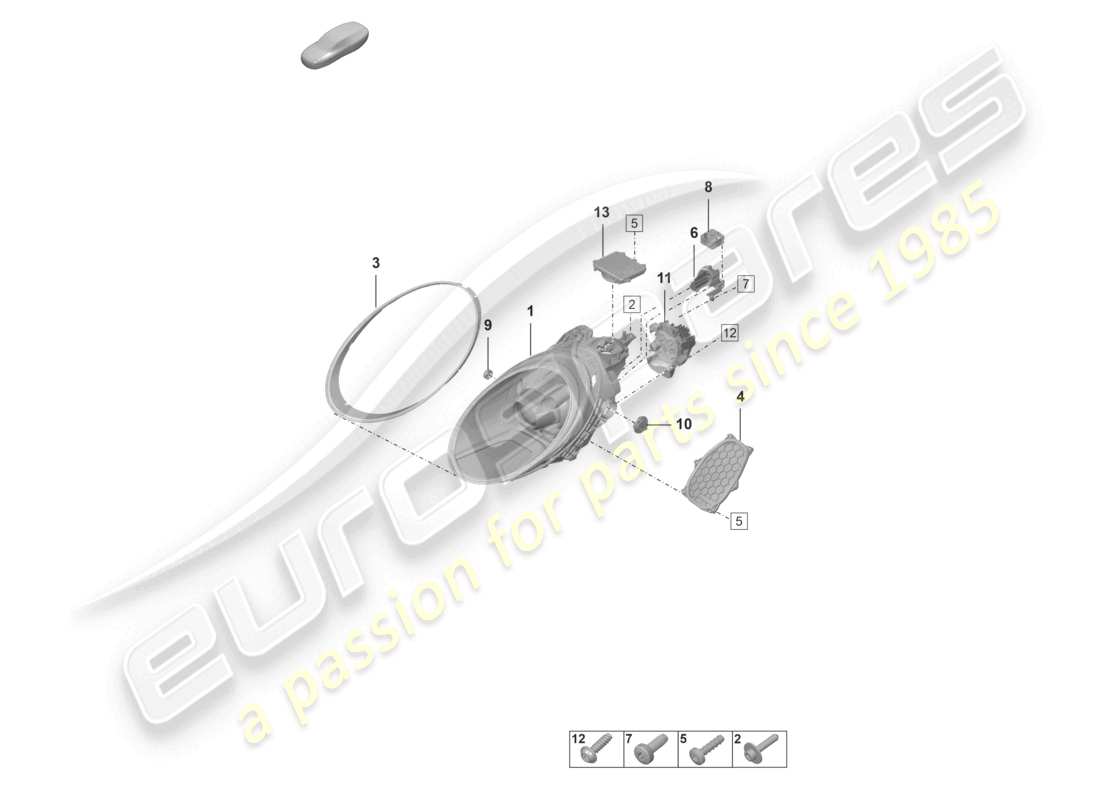 porsche 2021 (992-1 gt3/rs/st) led-scheinwerfer basis-ersatzteildiagramm