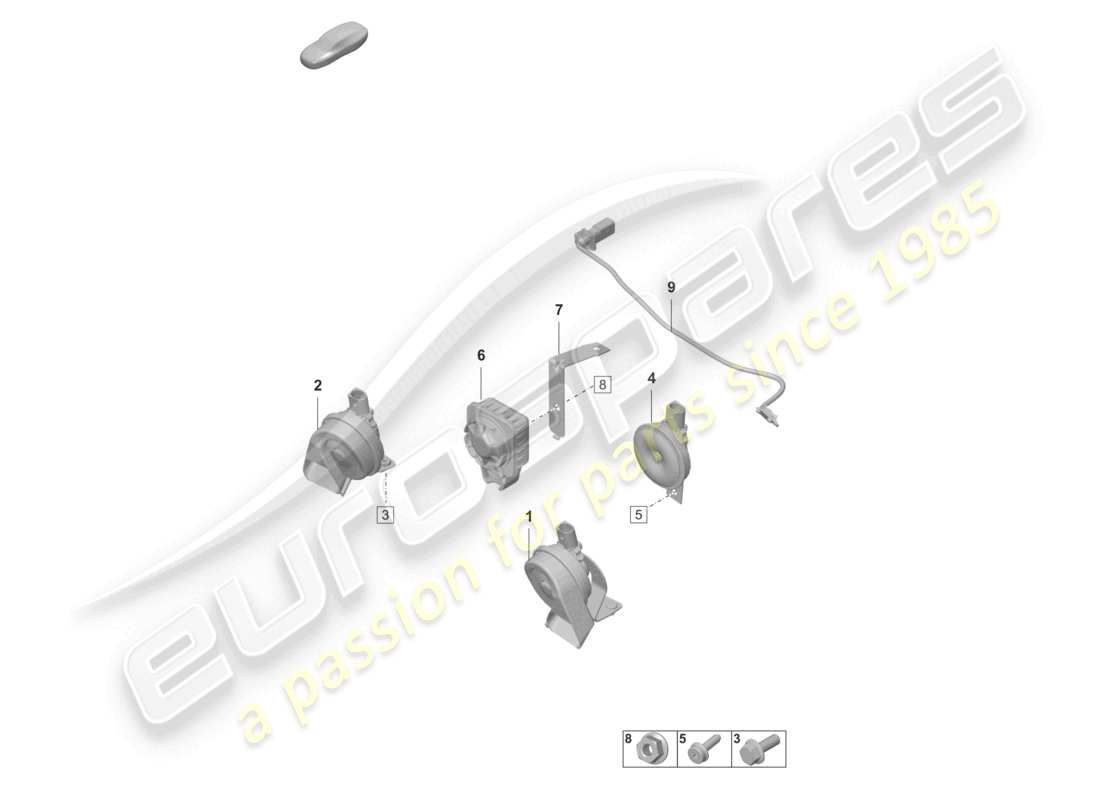 porsche 2023 (panamera 971-2) fanfare signalhorn alarmhorn teilediagramm