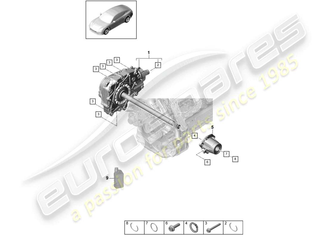 porsche 2021 (panamera 971-1) vorderachsdifferentialkonsole einbaufertig teilediagramm