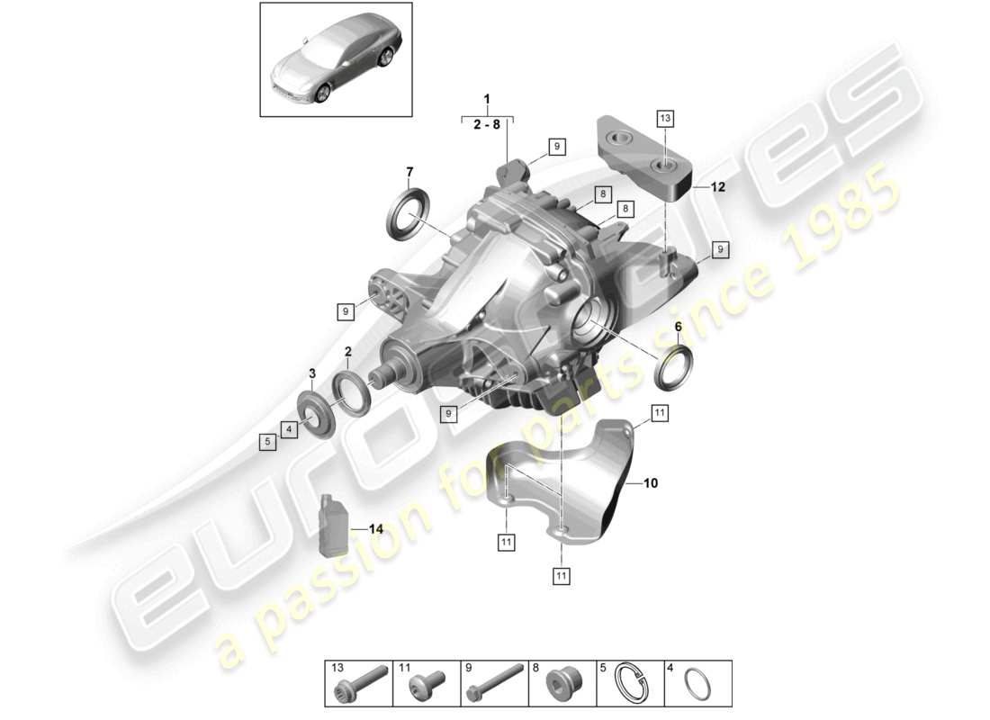 porsche 2021 (panamera 971-1) hinterachsdifferential ersatzteildiagramm