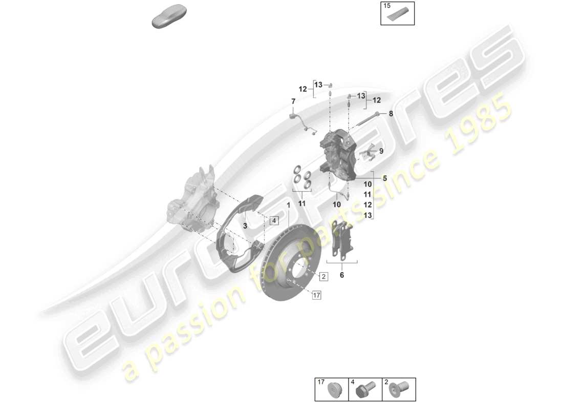 porsche 2024 (panamera 971-2) scheibenbremse hinterachse teilediagramm