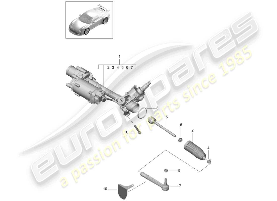 porsche 2021 (991-2 r/gt3/rs) lenkgetriebe d >>- mj 2017 ersatzteildiagramm