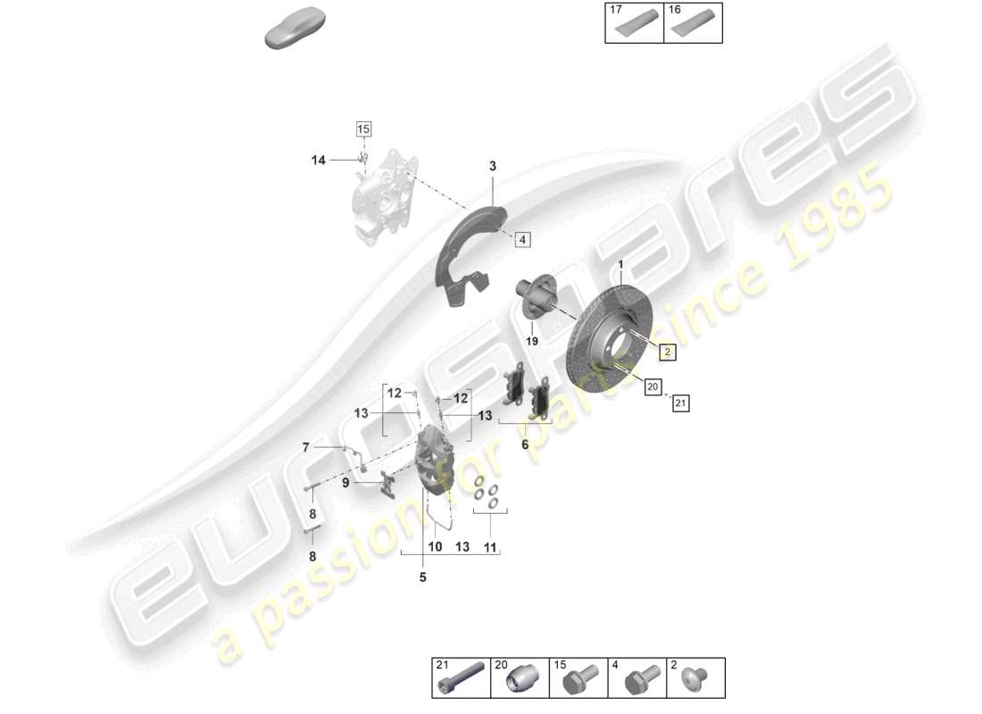 porsche 2024 (992-2 gt3/rs/st) scheibenbremse pccb hinterachse ersatzteildiagramm