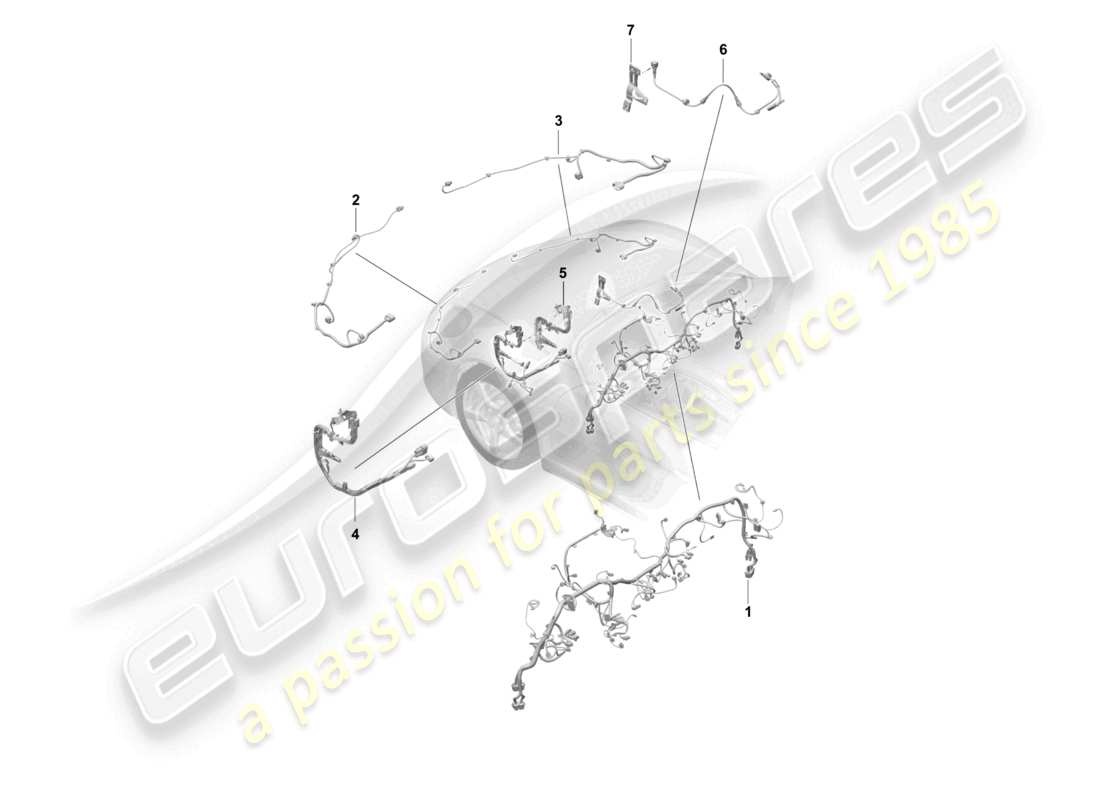 porsche 2021 (718 cayman gt4) kabelbäume armaturenbrett vorn verkleidung lenkung vorderachsdifferential teilediagramm