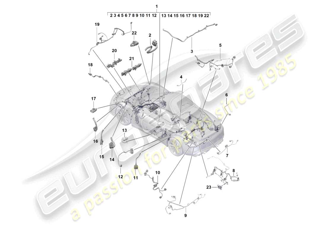porsche 2021 (718 cayman gt4) kabelbäume fahrgastraum- und teilabschnittskabelbaum teilediagramm