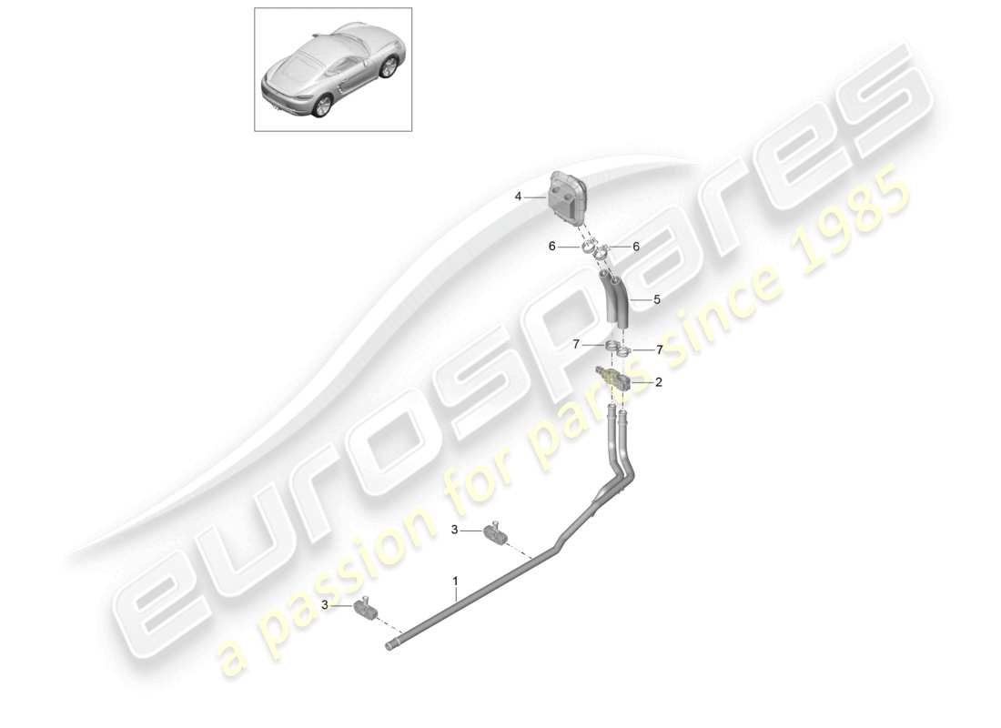 porsche 2023 (718 cayman) heizungsvorlaufrohr rücklaufleitung teilediagramm
