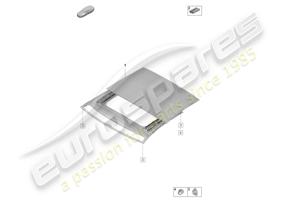 porsche 2024 (panamera 971-2) glasschiebedach rahmenteildiagramm
