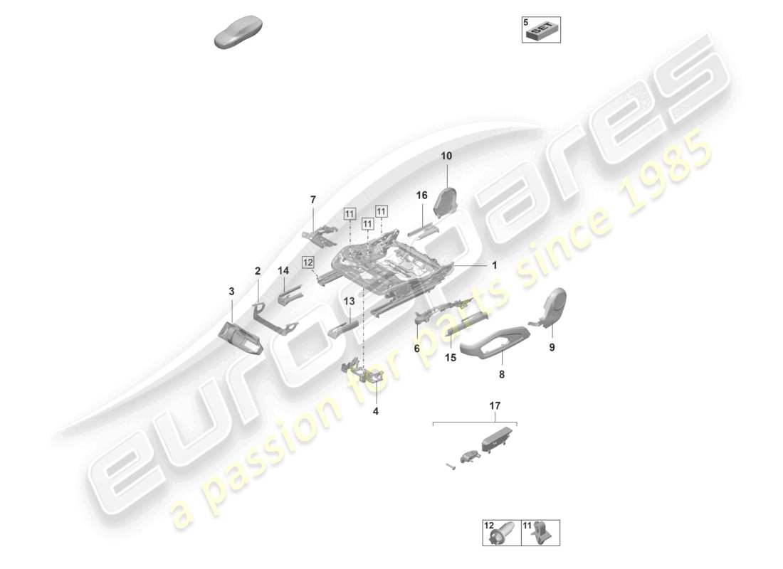 porsche 2022 (taycan 9j1-1) sitzrahmen zubehör sonstiges standardsitz teilediagramm