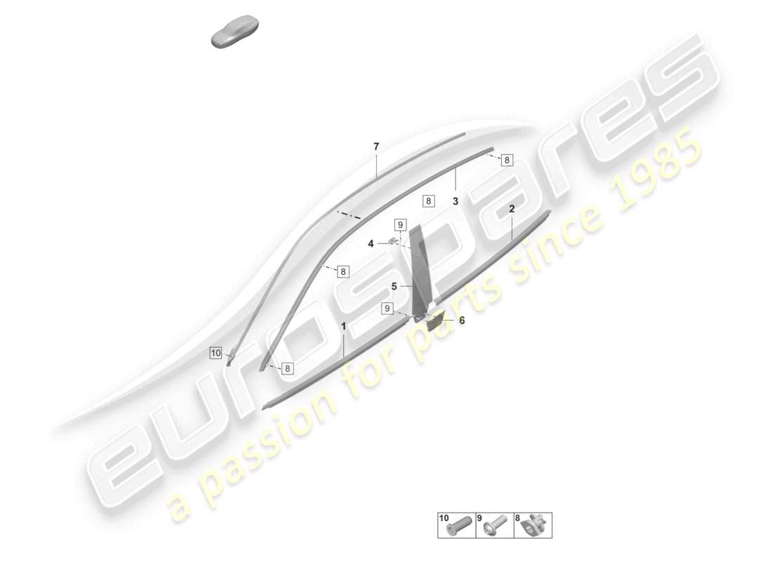 porsche 2021 (taycan 9j1-1) zierleiste für tür vorne und hinten ersatzteildiagramm