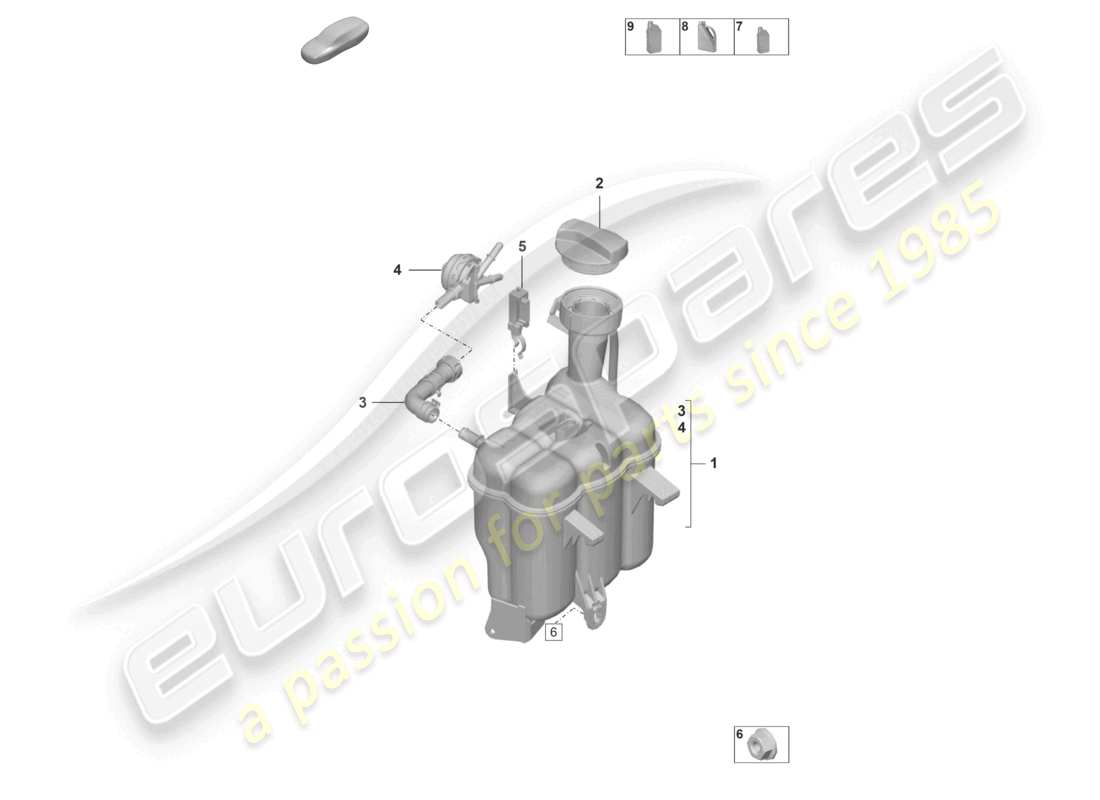 porsche 2022 (992-1 gt3/rs/st) kühlmittelausgleichsbehälter - teilediagramm