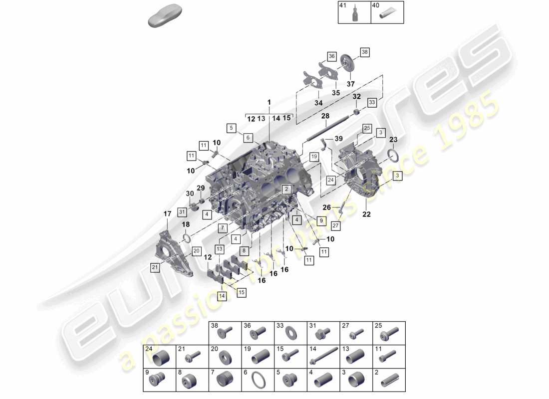 porsche 2025 (cayenne e3 pa) kurbelgehäuse einzelteile teilediagramm
